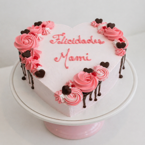 Cake de corazón mediano con crema de chocolate (20x7 cm)