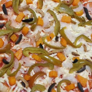 Pizza familiar con vegetales 
